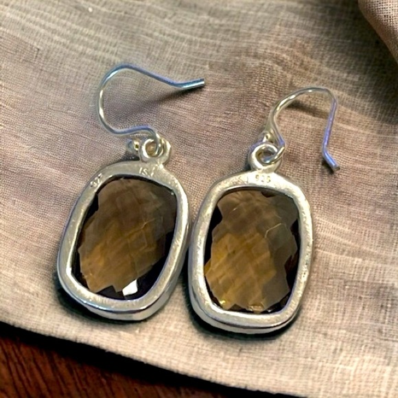 Designer Smoky Quartz Sterling Silver Earrings - Picture 5 of 5